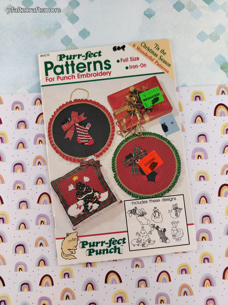 Vintage 1989 Purr-fect Patterns for Punch Embroidery Cross Stitch Softcover Booklet