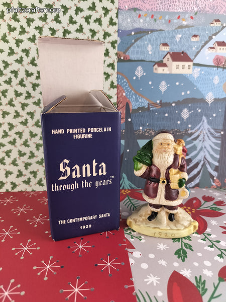Vintage 1990 Santa Through the Years Hand Painted Porcelain FIgurine, The Contemporary Santa