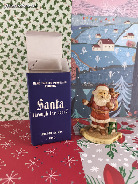 Vintage 1990 Santa Through the Years Hand Painted Porcelain FIgurine, Jolly Old St. Nick