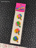 Vintage Laser Print Stickers SHINY Rainbow Hot Air Balloons, 1 Sheet New & Sealed