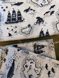 Pillowfort Treasure Island Queen Sized Bed Sheet Set Fitted, Flat, 2 Pillowcases