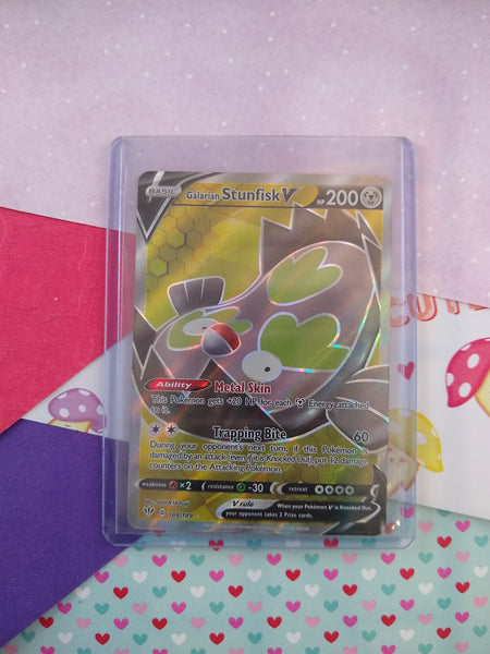 Pokemon TCG Ultra Rare Galarian Stunfisk V Darkness Ablaze Full Art Holo Card 184/189 - NM