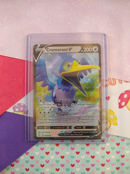 Pokemon TCG Ultra Rare Cramorant V Shining Fates Full Art Holo Card 054/072 - NM