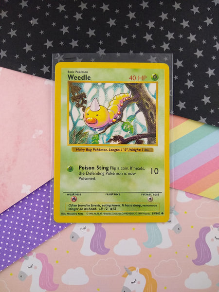 Vintage Common - Shadowless Weedle Base Set Non-Holo Pokemon Card 69/102 - VG