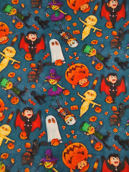 Halloween JoAnn Fabrics Spooky Trick-or-Treating Kids Fabric Remnant, 1 yd x 42" W - CLEAN, Nice