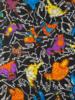 Vintage Halloween Marcus Brothers Spooky Scaredy Cats Fabric Remnant, 1 yd x 56" W - CLEAN, Nice