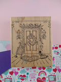 Vintage 1997 Northwoods Rubber Stamps, Inc Large Festive Home Wooden Stamp Block, NICE