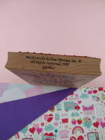 Vintage 1997 Northwoods Rubber Stamps, Inc Large Festive Home Wooden Stamp Block, NICE