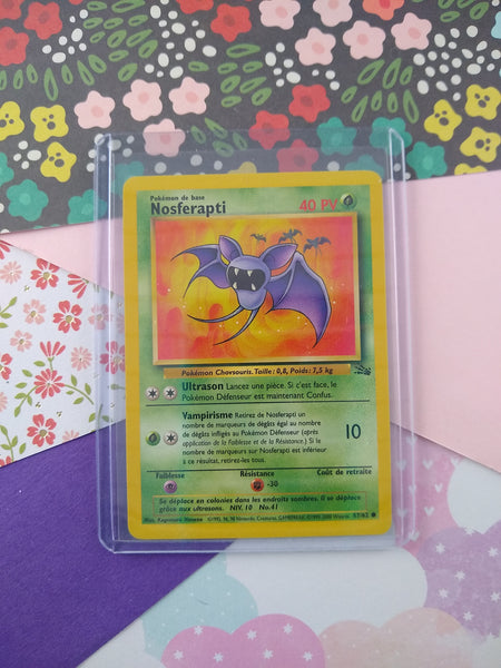 Vintage Common (French) - Zubat Fossil Non-Holo Pokemon Card 57/62 - N Pfaltzcraftsmore Vintage Common (French) - Zubat Fossil Non-Holo Pokemon Card 57/62 - N Pfaltzcraftsmore