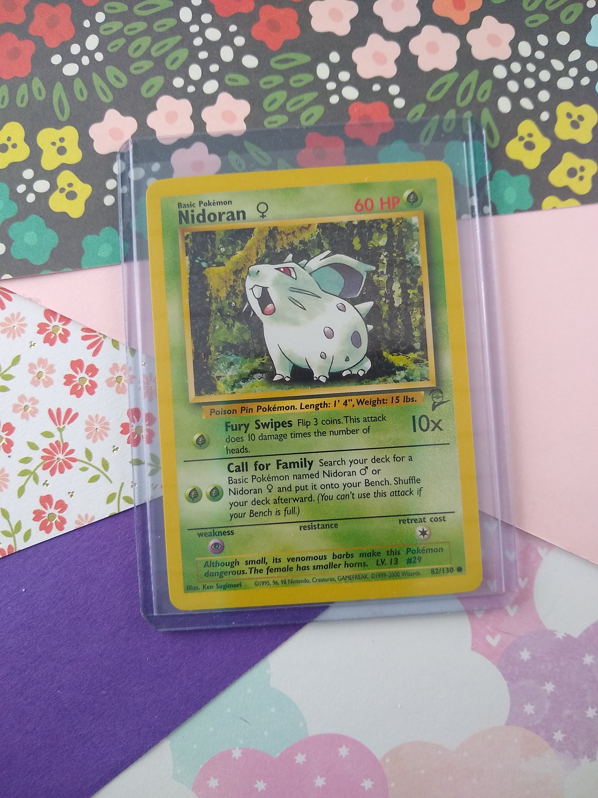 Vintage Common - Nidoran Base Set 2 Non-Holo Pokemon Card 82/130 - NM Pfaltzcraftsmore Vintage Common - Nidoran Base Set 2 Non-Holo Pokemon Card 82/130 - NM Pfaltzcraftsmore