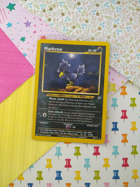 Vintage Rare - Murkrow Neo Genesis Non-Holo Pokemon Card 24/111 - LP ( Pfaltzcraftsmore Vintage Rare - Murkrow Neo Genesis Non-Holo Pokemon Card 24/111 - LP ( Pfaltzcraftsmore