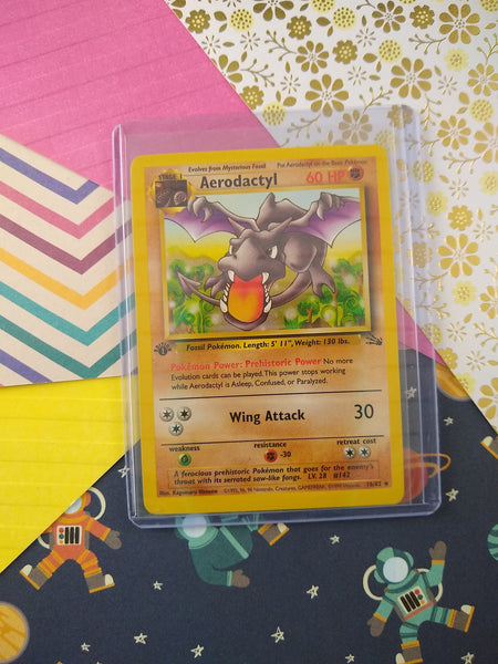 Aerodactyl Pokemon Card - 1st Edition Rare - Fossil 16/62 - Near Mint