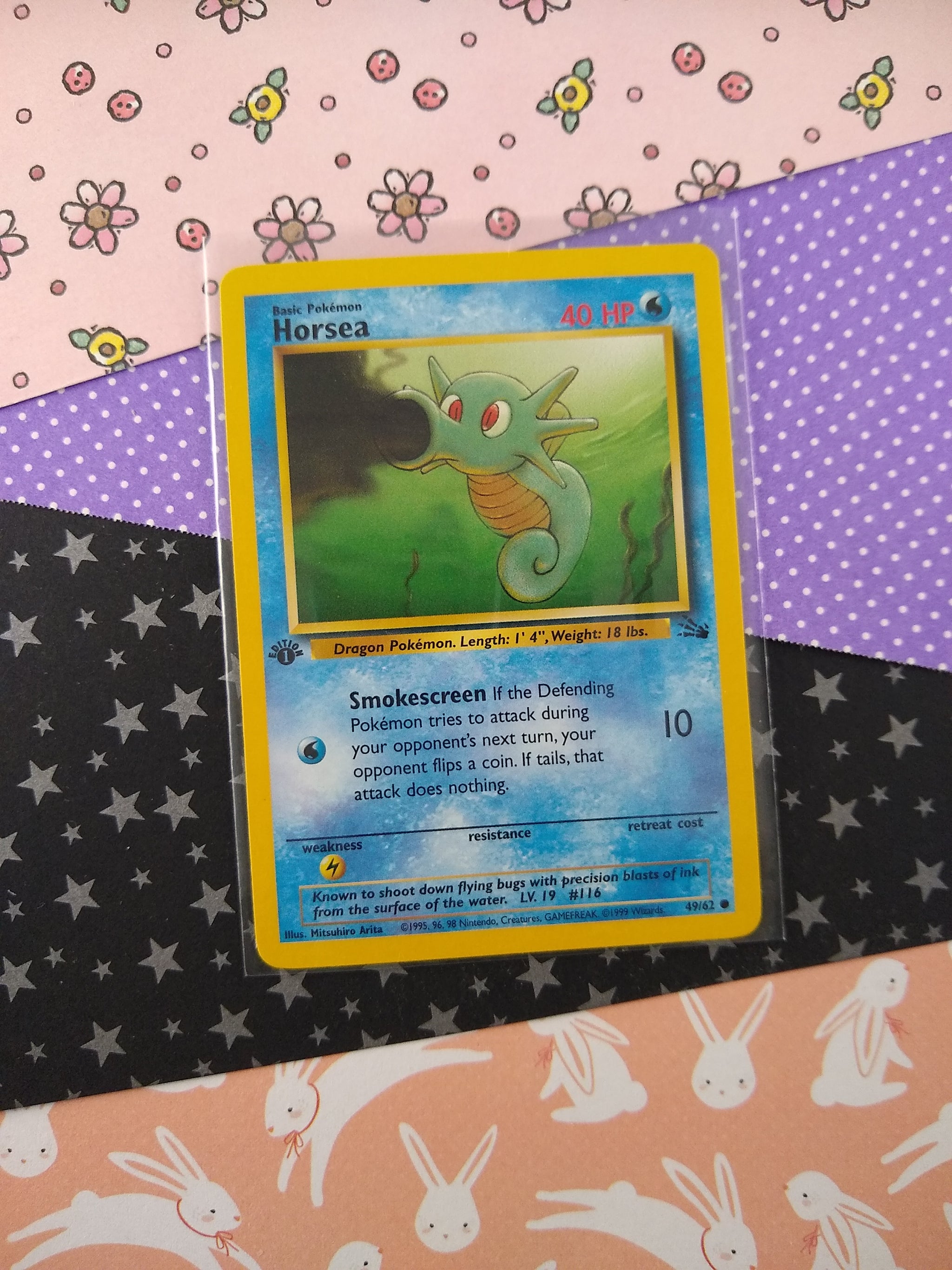 Vintage Common - 1st Edition Horsea Fossil Non-Holo Pokemon Card 49/62 Pfaltzcraftsmore Vintage Common - 1st Edition Horsea Fossil Non-Holo Pokemon Card 49/62 Pfaltzcraftsmore
