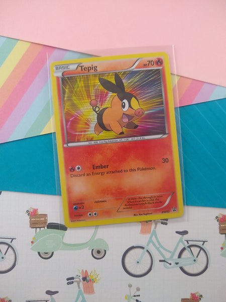 Pokemon TCG - Tepig Black & White Promo Holographic Card BW02 - VG Pfaltzcraftsmore Pokemon TCG - Tepig Black & White Promo Holographic Card BW02 - VG Pfaltzcraftsmore