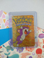 Vintage 1990's Pokemon Trading Vending Prism Shiny Holo Sticker Rattata #19 - NM