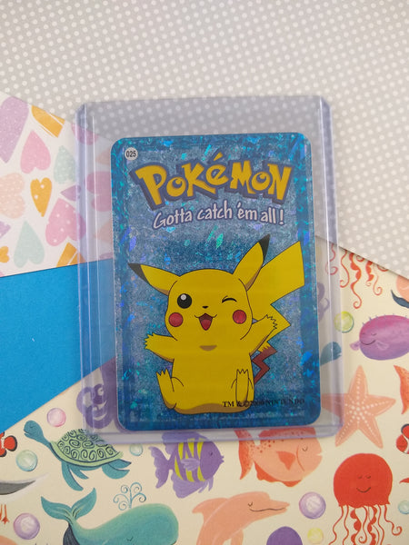 Vintage 1990's Pokemon Trading Vending Prism Shiny Holo Sticker Pikachu #25 - NM