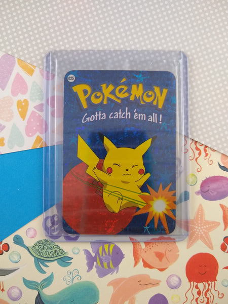 Vintage 1990's Pokemon Trading Vending Prism Shiny Holo Sticker Pikachu #25 - NM