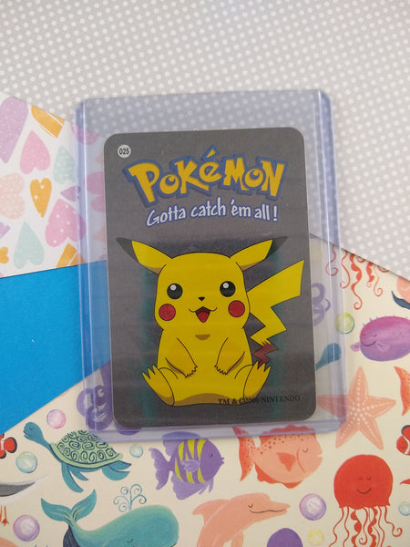 Vintage 1990's Pokemon Trading Vending Prism Shiny Holo Sticker Pikachu #25 - NM