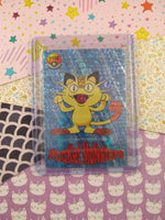 Vintage 1990's Pokemon Trading Vending Prism Shiny Holo Sticker Meowth - NM