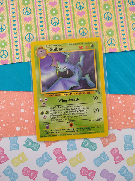 Vintage Uncommon - Golbat Fossil Non-Holo Pokemon Card 34/62 - VG Pfaltzcraftsmore Vintage Uncommon - Golbat Fossil Non-Holo Pokemon Card 34/62 - VG Pfaltzcraftsmore