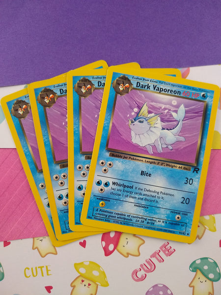 Vintage Uncommon - Set/4 Dark Vaporeon Team Rocket Non-Holo Pokemon Cards 45/82 - LP