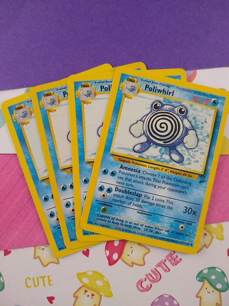 Vintage Uncommon - Set/4 Poliwhirl Base Set 2 Non-Holo Pokemon Cards 57/130 - LP