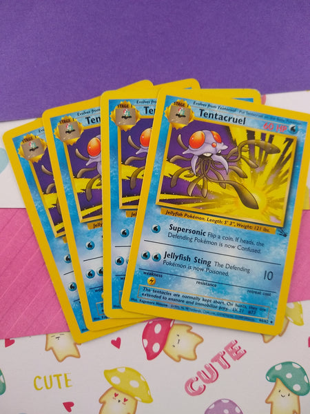 Vintage Uncommon - Set/4 Tentacruel Fossil Non-Holo Pokemon Cards 44/62 - LP