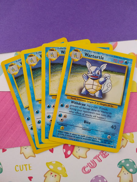 Vintage Uncommon - Set/4 Wartortle Base Set Non-Holo Pokemon Cards 42/102 - LP