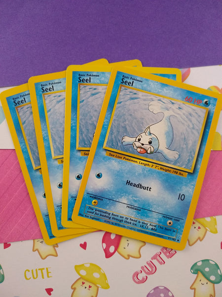 Vintage Uncommon - Set/4 Seel Base Set Non-Holo Pokemon Cards 41/102 - LP