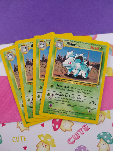 Vintage Uncommon - Set/4 Nidorina Legendary Non-Holo Pokemon Cards 55/110 - LP