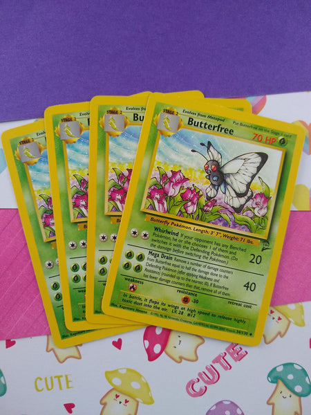 Vintage Uncommon - Set/4 Butterfree Base Set 2 Non-Holo Pokemon Cards 34/130 - LP