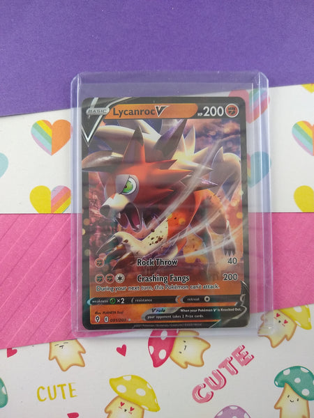 Pokemon TCG - Lycanroc V Evolving Skies Full Art Holographic Card 091/ Pfaltzcraftsmore Pokemon TCG - Lycanroc V Evolving Skies Full Art Holographic Card 091/ Pfaltzcraftsmore