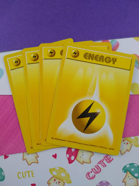 Vintage Energy - Set/4 Shadowless Electric Base Set Non-Holo Pokemon Cards 100/102 - LP