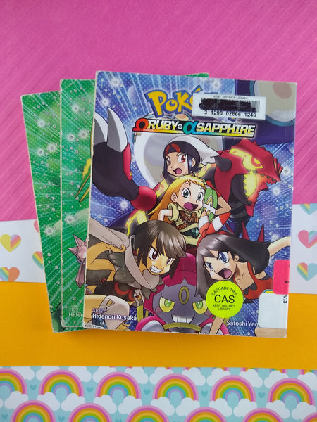 Pokemon Adventures Book Lot, Set/3 Books Ruby & Sapphire Softcover Ex-Lib. Fair Shape