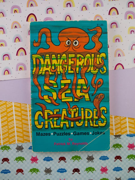 Vintage 1982 Dangerous Sea Creatures: Mazes Puzzles Games Jokes Small Paperback Book, Nice & Clean