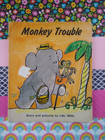 Vintage 1971 1st Printing Softcover, Monkey Trouble by Lisl Weil