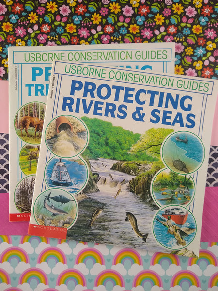 Vintage 1994/1995 1st (Scholastic) Printing Usborne Conservation Guides Set/2 Softcover