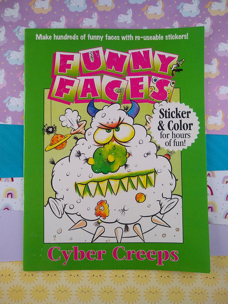 Vintage Cyber Creeps Funny Faces Sticker & Color Paperback/Softcover Activity Book