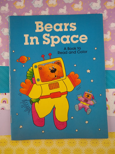 Vintage 1984 Bears in Space: A Book to Read & Color, Clean and Unused