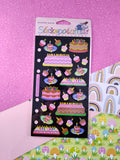 Vintage Stickopotamus Stickers, Birthday Cakes, 1 Sheet New & Sealed