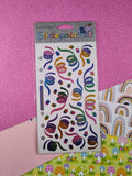 Vintage Stickopotamus Stickers, Shimmer Rainbow Confetti, 1 Sheet New & Sealed