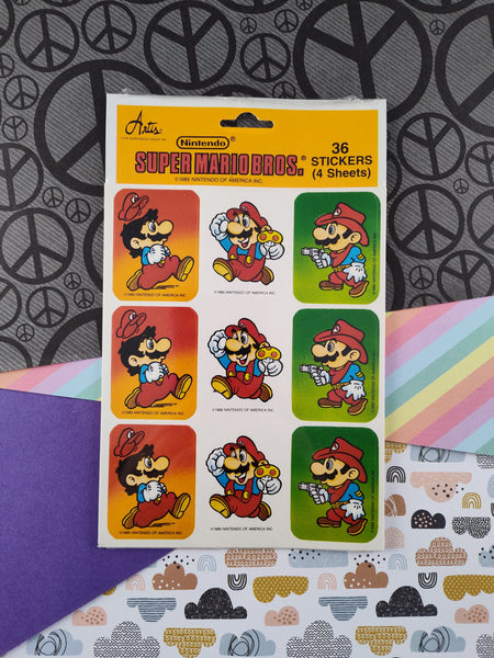 Vintage 1989 Nintendo of America Super Mario and Luigi Brothers Full Sticker Sheets Pack, NEW & SEALED