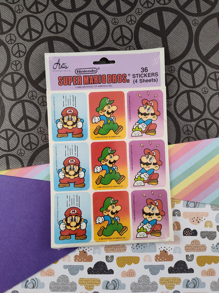 Vintage 1989 Nintendo of America Super Mario and Luigi Brothers Full Sticker Sheets Pack, NEW & SEALED