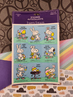 Vintage 1990's Ambassador Peanuts Snoopy Easter Full Sticker Sheets Pack of 3 Sheets, NEW & SEALED