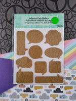 Adhesive Cork Stickers, 10 pc Speech Bubbles New/Sealed, Unused