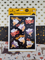 Vintage 1980's Halloween Spooky Ghosts Full Sticker Sheet Pack Hallmark Cards, 4.5" x 6" Sealed