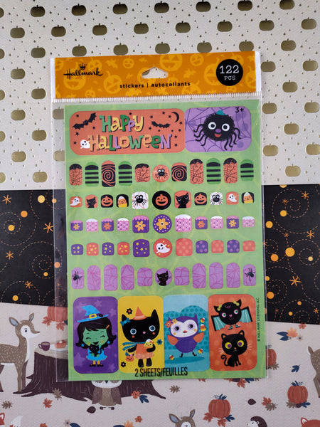 Halloween Cute Bats Spiders Full Sticker Sheet Pack Hallmark Cards, 4.5" x 6.5" Sealed