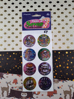 Vintage Prismatic Twin Seven Sticker Designs Skeleton Skulls Sticker Sheet New & Sealed