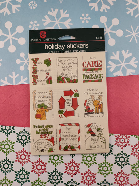 Vintage 1990's Christmas American Greetings Holiday Sticker Sheets Set of 4, Unused/Unopened