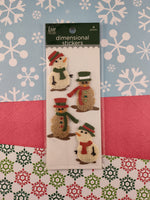 Love Nicole Snowman Christmas Winter Snowflake 3-Dimensional Sticker Pack, New/Sealed